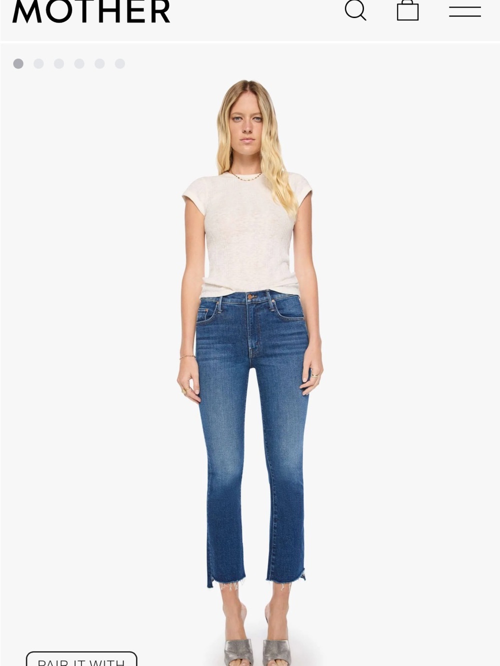 Mother Insider Crop Undone hem Jeans in Medium Kitty 26
